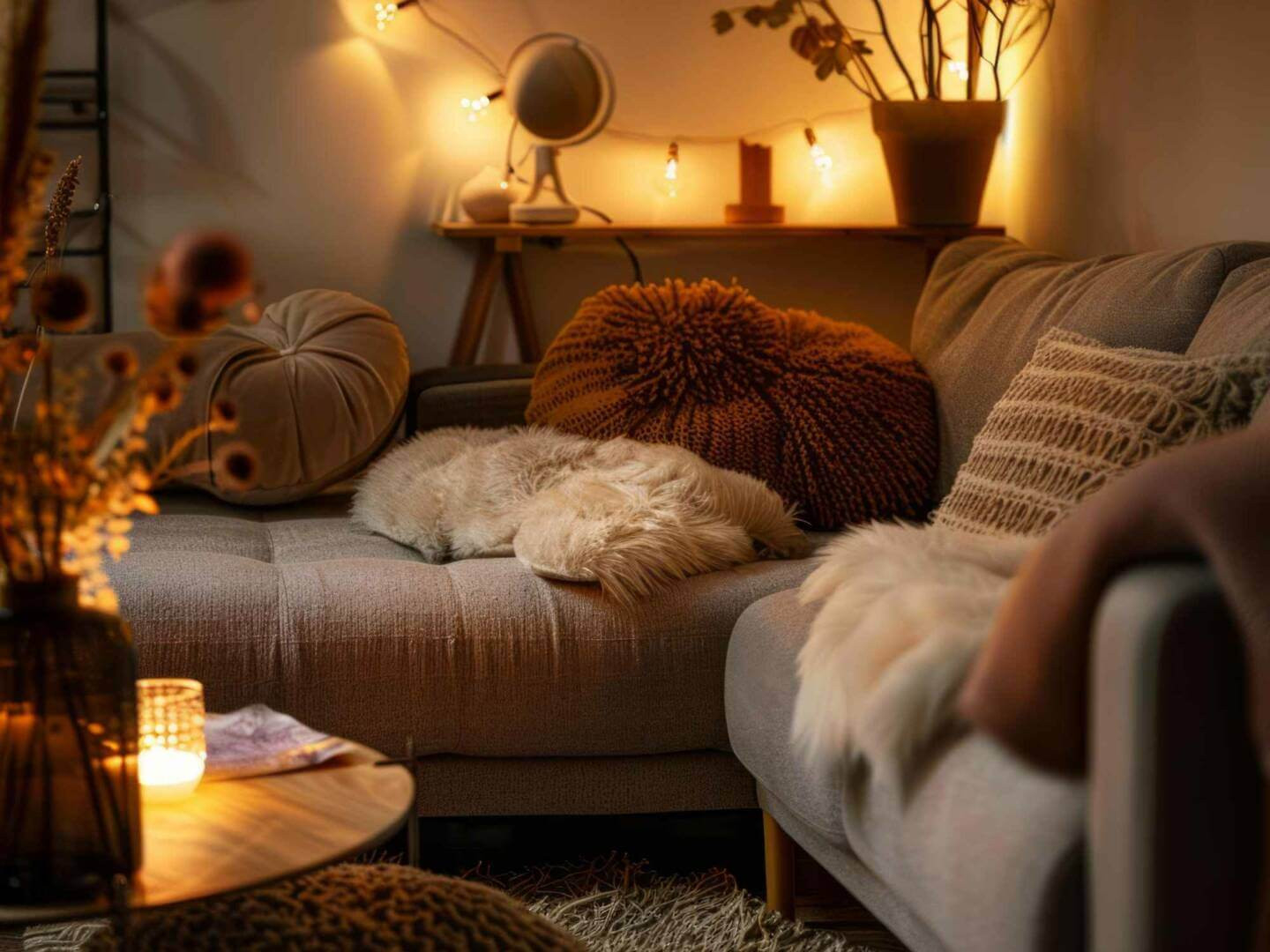 Gemütliche Wohnzimmergestaltung Im Erdtönen Stil